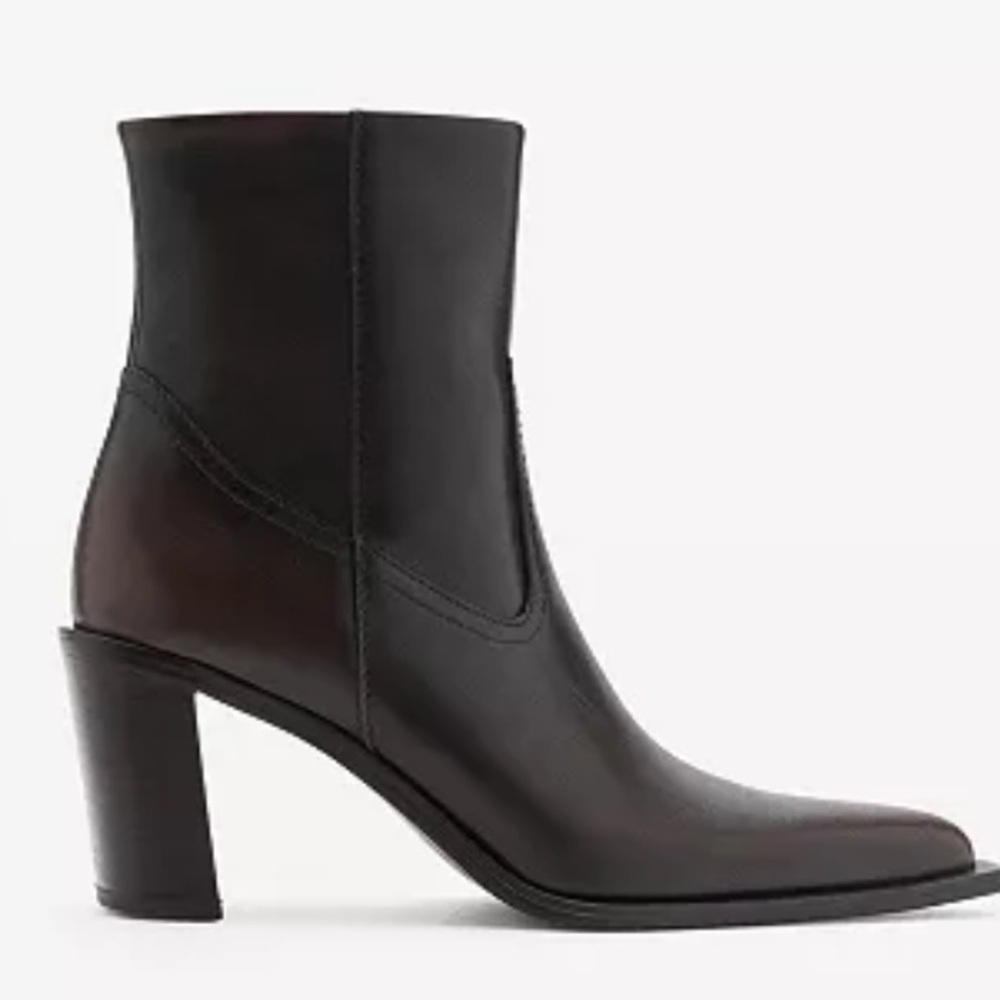 Mango Dark Brown Ankle Block Heel Booties, new with tags - Picture 6 of 9